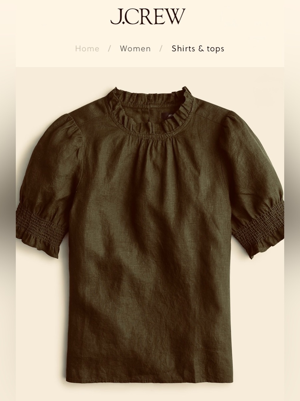 J.Crew Washable Brown Linen Blouse, Size M, Excellent Condition $30